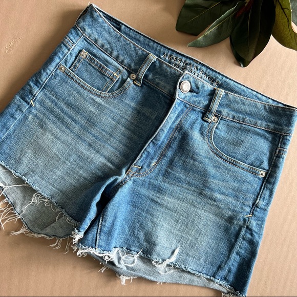 American Eagle Stretch Denim Cutoff High Rise Jean Shorts - Picture 4 of 10